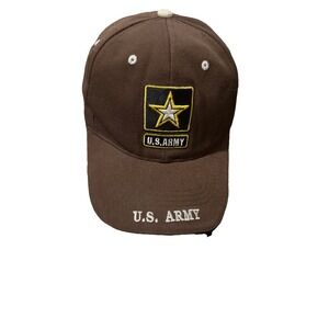 U.S. Army Brown Embroidered Baseball Cap Hat Strapback Hook and Loop 305 Brand